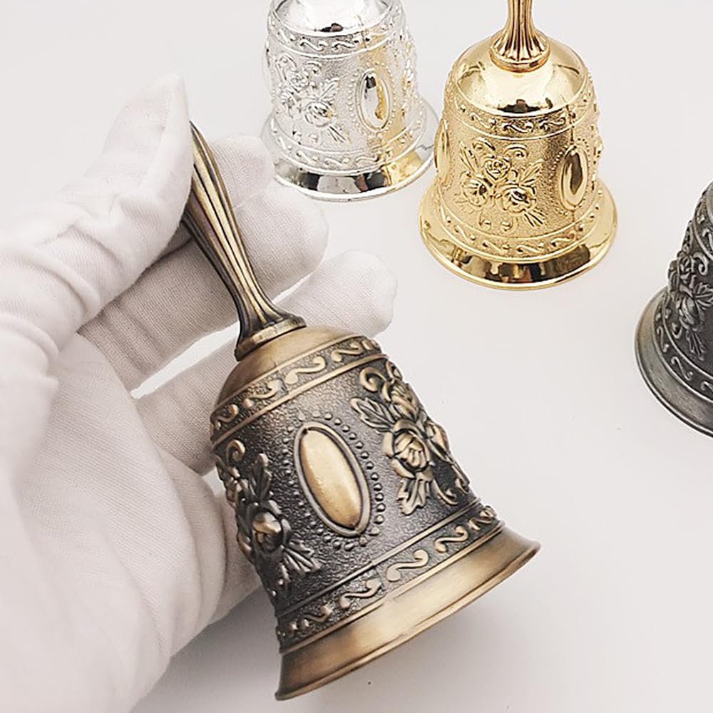 ESJNNK Handbell Dinner Bell Rose Pattern Retro Dinner Bell Call Bell Table Bell Bell Metal Retro Style Restaurant Store Supplies Festival Supplies
