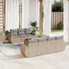Vidaxl 8-Cz. Gartenmöbel-Set mit Kissen, Beige, Polyrattan