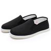Men's Lightweight Black Cloth Slip-On Shoes with Breathable Hemp Rope Sole