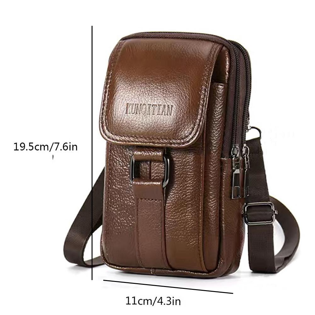 Men Cowhide Leather Waist Bag Cell Phone Belt Pack Simple Portable Mini Pocket Outdoor Casual Wallet Pouch Sport Fanny Pack