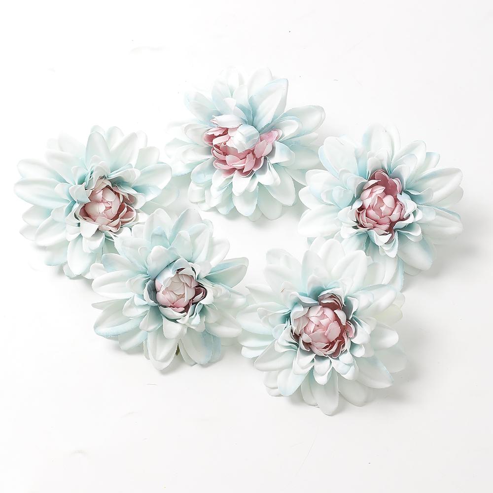 5 Stück Mix Blau Künstliche Blumenkopf Für Hochzeitsdekoration Heimdeko DIY Geburtstagsbuchstaben Weihnachtskranz Bastelarbeiten Kunstblume