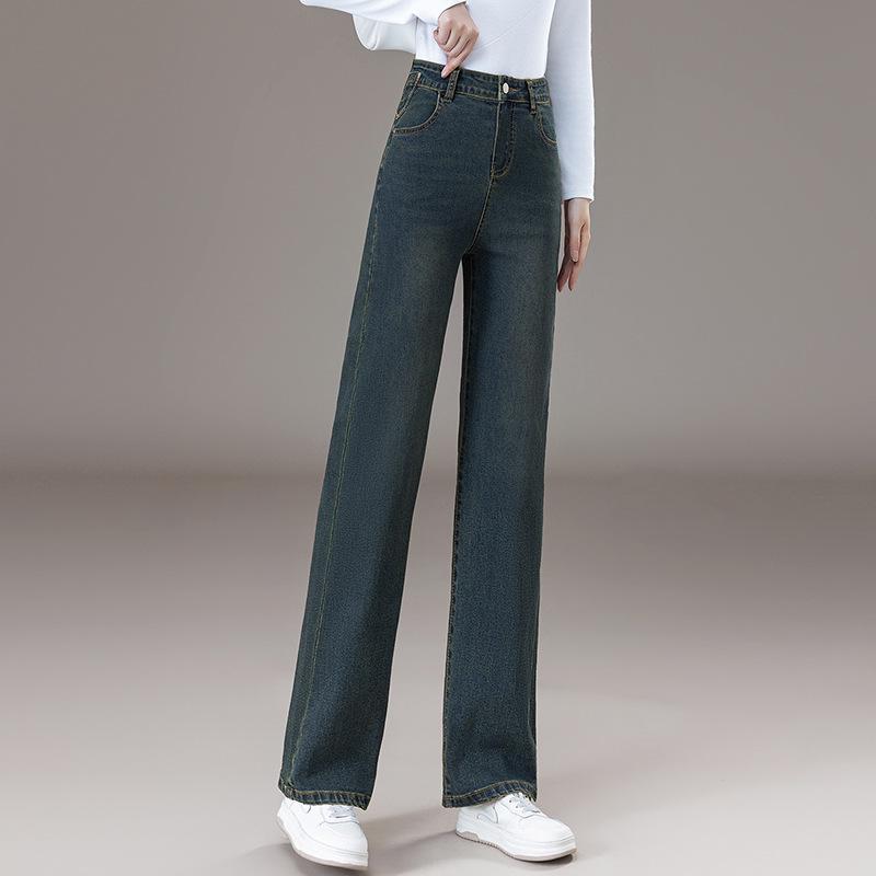 Women's Elastic Straight Leg Jeans - Petite, Plus Size, Loose Fit for Spring & Autumn