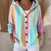 New V-neck button long-sleeved hooded sweater autumn and winter Christmas fashion personalized coat women