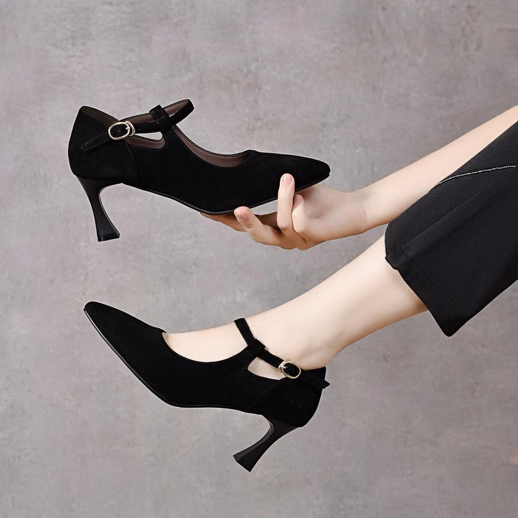 Pointed high heels women's stiletto hollow fashion shoes simple temperament small single shoes black dress shoes