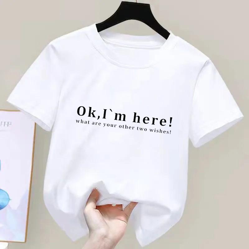 OK IM Here Printed Funny Kids Tshirt Casual Fashion Streetwear Short Sleeve Boys Clothing Harajuku Summer Style Breathe Tee