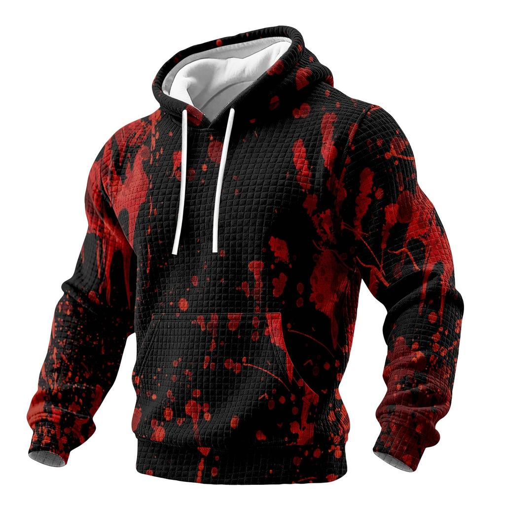 Men's Halloween Print Knit Hoodie Casual Long Sleeve Pullover