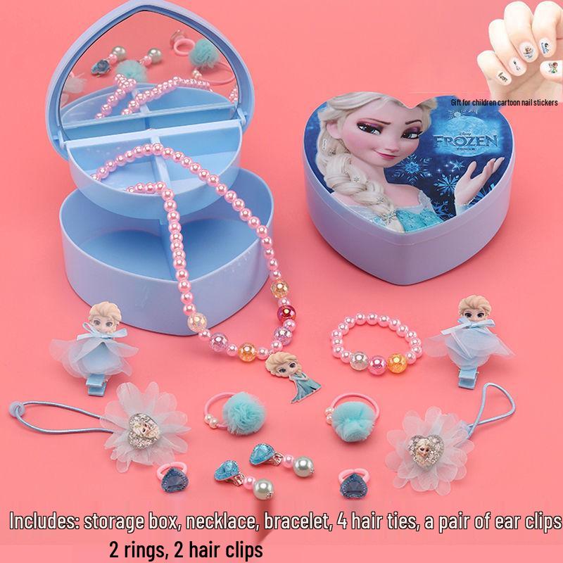Children's Mermaid Jewelry Set: Necklace, Bracelet, Ear Clips, Rings - Cute Princess Design