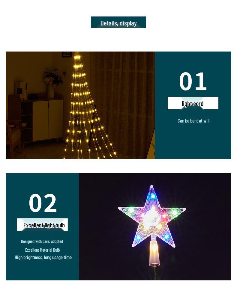 LED Star Waterfall Lights Outdoor Christmas Courtyard Decoration