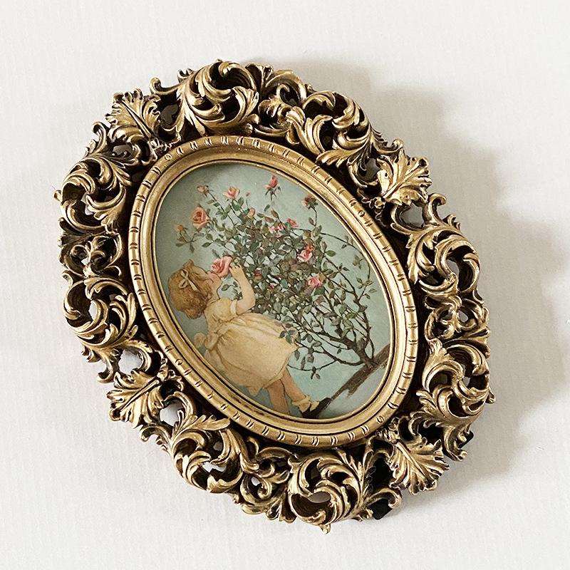 European Style Resin Relief Floral Pattern Photo Frame Picture Frame Photo Display Ornaments Bedroom Home Decor