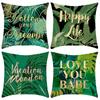 New Pillowcase with Green Plant Letter Print Pillowcase Imitation Gold Letter Print Pillowcase