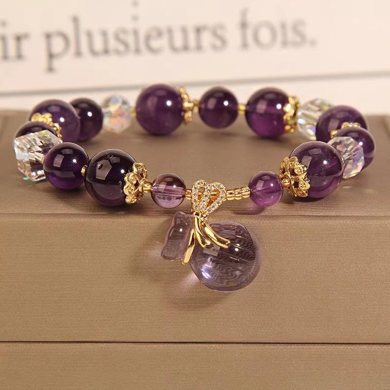 Exquisite Purple Crystal Beads Zircon Charm Bracelet for Women Girls Cute Birthday Jewelry Accessories Gifts
