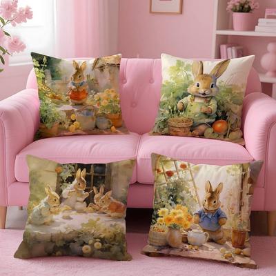 ANIME P-Peter R-Rabbit Pillow Case Pattern Printing Pillowcase Living Room Sofa Cushion Cover Bedroom Room Decor
