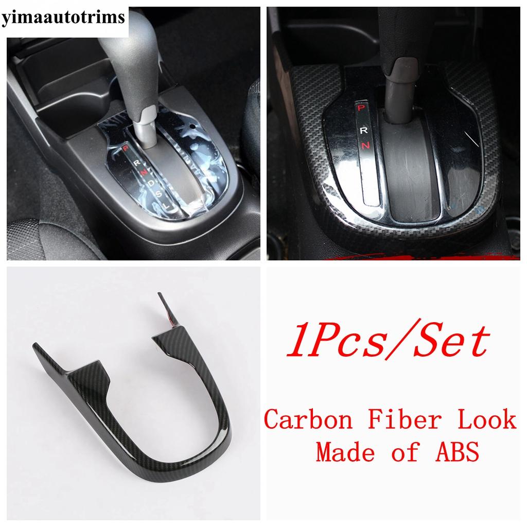 Carbon Fiber Dashboard Frame / Door Speaker / Gear Shift Panel / Window Lift Cover Trim Accessories For Honda FIT JAZZ 2014- Gear Shift Panel