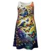 Plus Size Butterfly Print Tank DressCasual Crew Neck Sleeveless Dress For Spring & SummerWomen's Plus Size Clothing