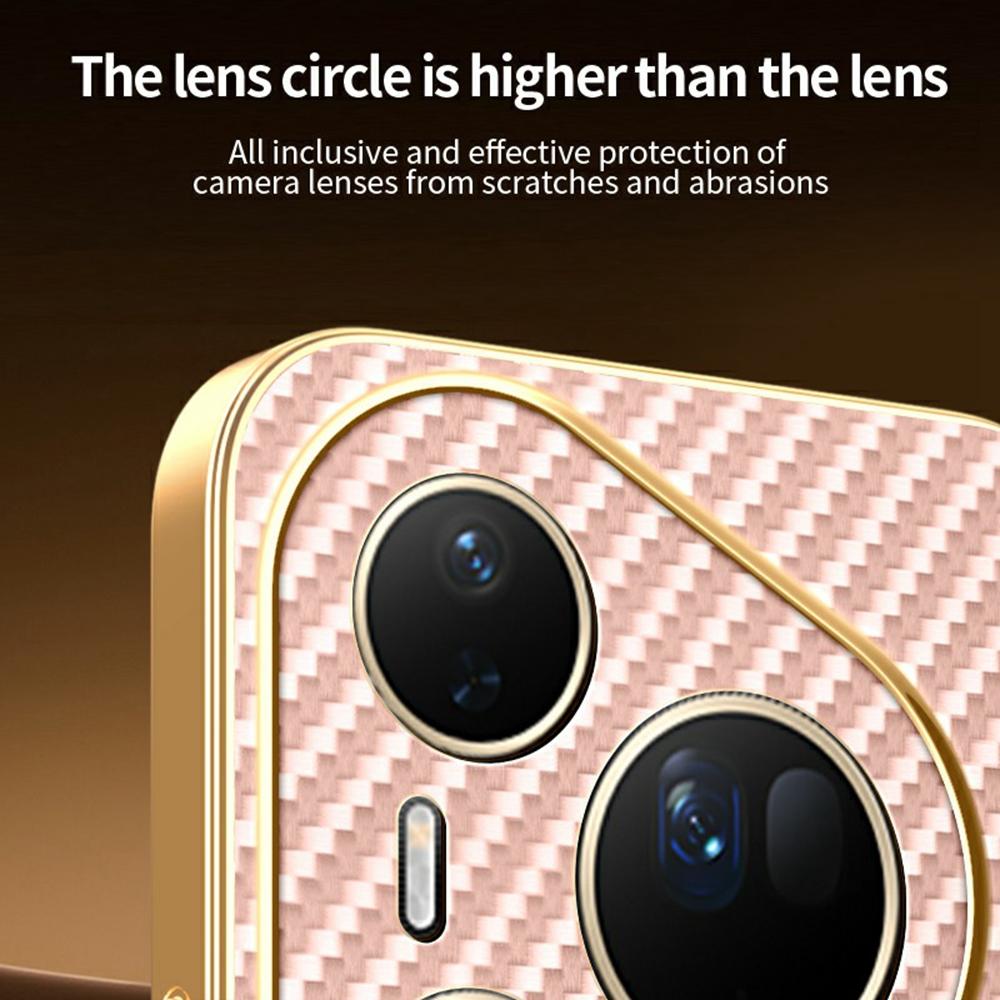 For Huawei Pura 80 Ultra Phone Case Carbon Fiber Textured Electroplated TPU Back Cover