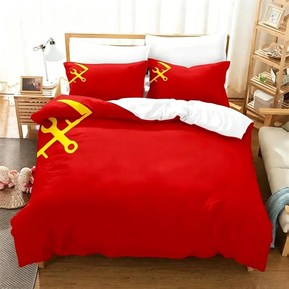 Set lenjerie de pat Republica Socialistă Sovietică URSS Steag Roșu Dimensiuni Single Twin Full Queen King Set de pat Aldult Copil Seturi Dormitor