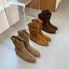 Inner heightening pleated piled boots for women, new suede thin boots, small short boots for women, autumn and winter
