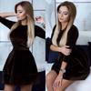 Elegant Women Dress Fashion Velvet Swing Plush Party Evening Prom Skater Midi Dress
