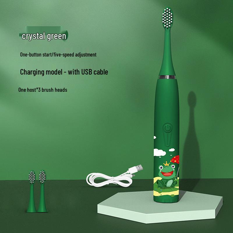 Waterproof Ultrasonic Kids' Electric Toothbrush - Cute Cartoon Design, Soft Bristles, IP7 Rated, Perfect Gift