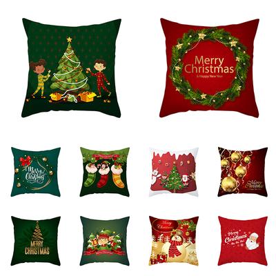 Merry Christmas Printed Pattern Cushion Cover New Year Home Living Room Sofa Decorative Pillow Cover Christmas Pillow Cover