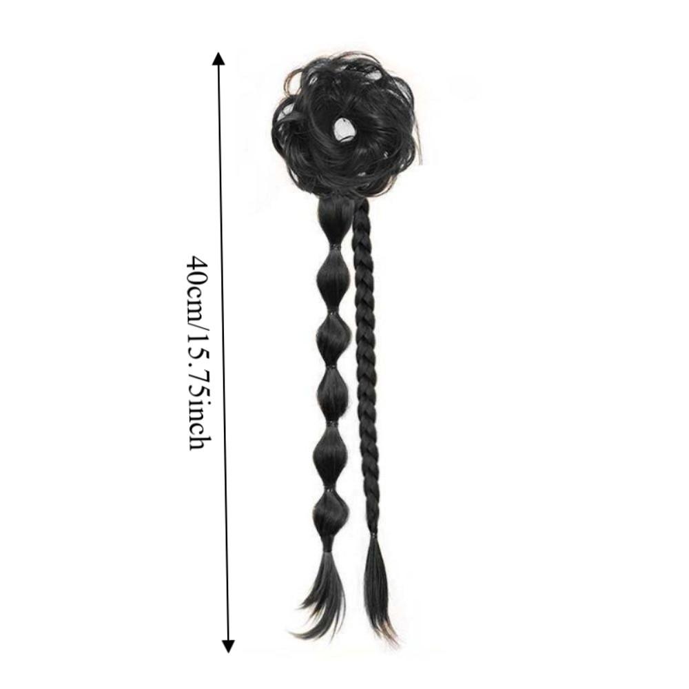 Ancient Style Side-Tied Bun with Twisted Braid Headband Ponytail Hairpiece Daily Use