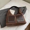 Rivet Pocket Design Underarm Tote Bag For Women Fashion Commute Shoulder Bag 2025 Autumn Winter Handbag Designer Shopping Bag