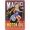 Magic Lube Co Magic Eight Motor Oil Tin Sign Retro Vintage Pool Cue Art