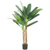 Artificial Banana Tree 150 Cm Decorative Artificial Plant With Pot And 2 Trunks For Home Office Living Room Green