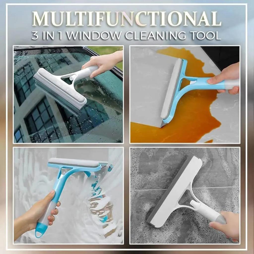 3‑in‑1 Window Cleaning Tool, Spray‑Type Glass Squeegee, Multi‑Purpose Household Cleaning Wiper for Mirror, Shower and Car Window