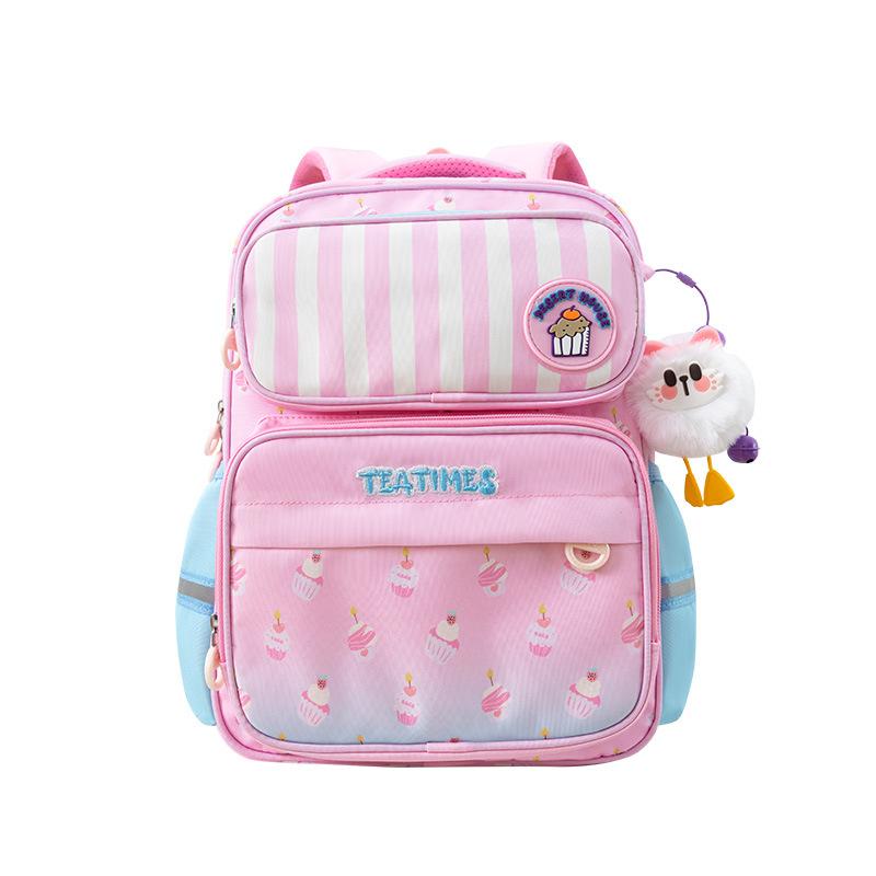 

The new schoolbag for first-grade primary school students, the schoolbag girl is cute and foreign, and the large-capacity burden-reducing backpack. розовый зеленый