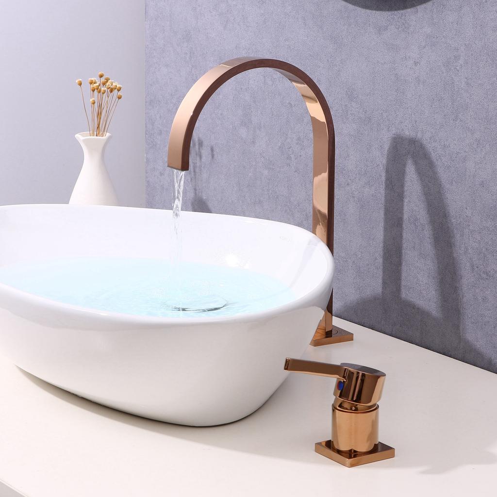 Widespred Basin Faucet Bathroom Hot and Cold Gold Chrome Brass Decked Sink Mixer Brass Single Lever Square Sink Mixer