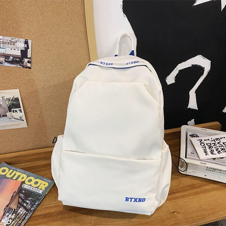 

School Bag Men s Large Capacity Backpack Travel Leisure High School Japanese College Students Junior High School Students Simple Versatile Backpack single package белый