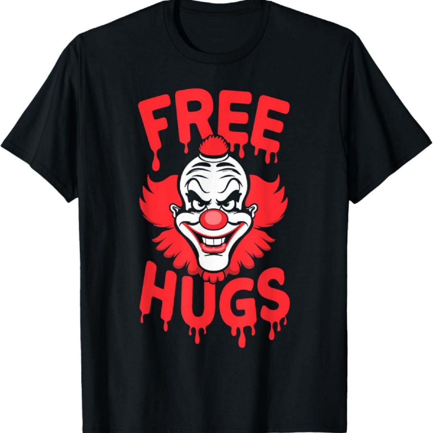 Бесплатные обнимашки Страшный костюм клоуна Детский Взрослый Хэллоуин Ужас Футболка S
