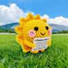 Playful Positive Crochet Sunshine Desktop Ornament Handmade Emotional Support Positive Sun Doll With Card Household Christmas Decoration