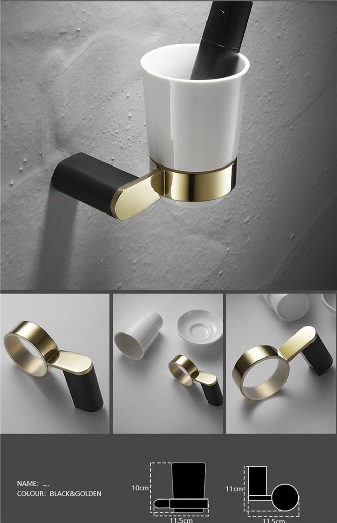 Brass Bathroom Accessories Gold & Black Bathroom Shelf,Towel Rack,Towel Hanger Paper holder,Toilet Brush Holder Bath Hardware