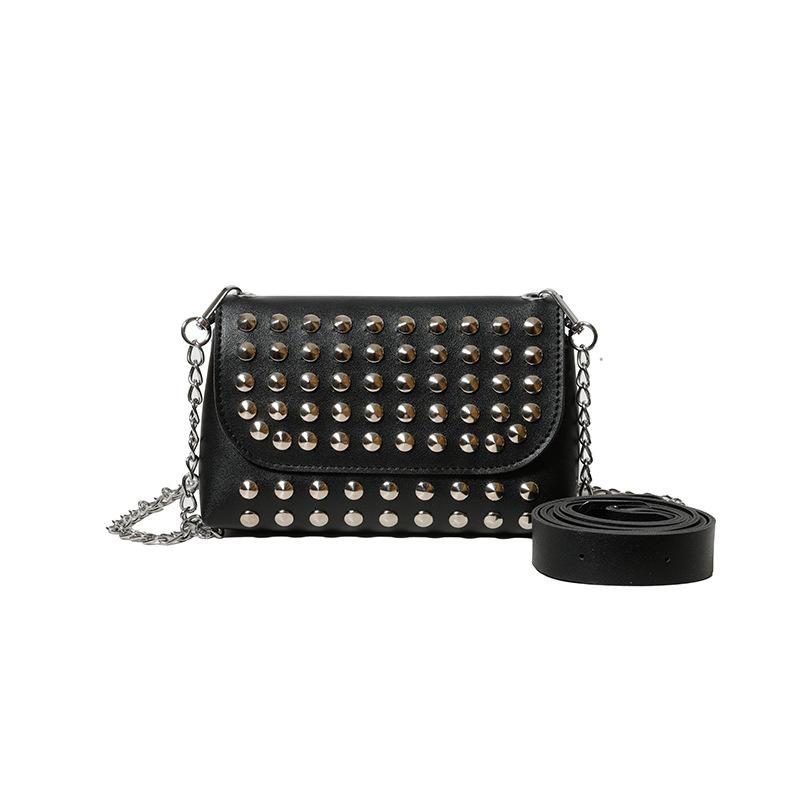 

Европейские и американские тренды, персонализированные заклепки, простая цепочка, наплечная сумка для мобильного телефона, нишевый дизайн, универсальная, сумка-мессенджер в зарубежном стиле, сумка чёрный