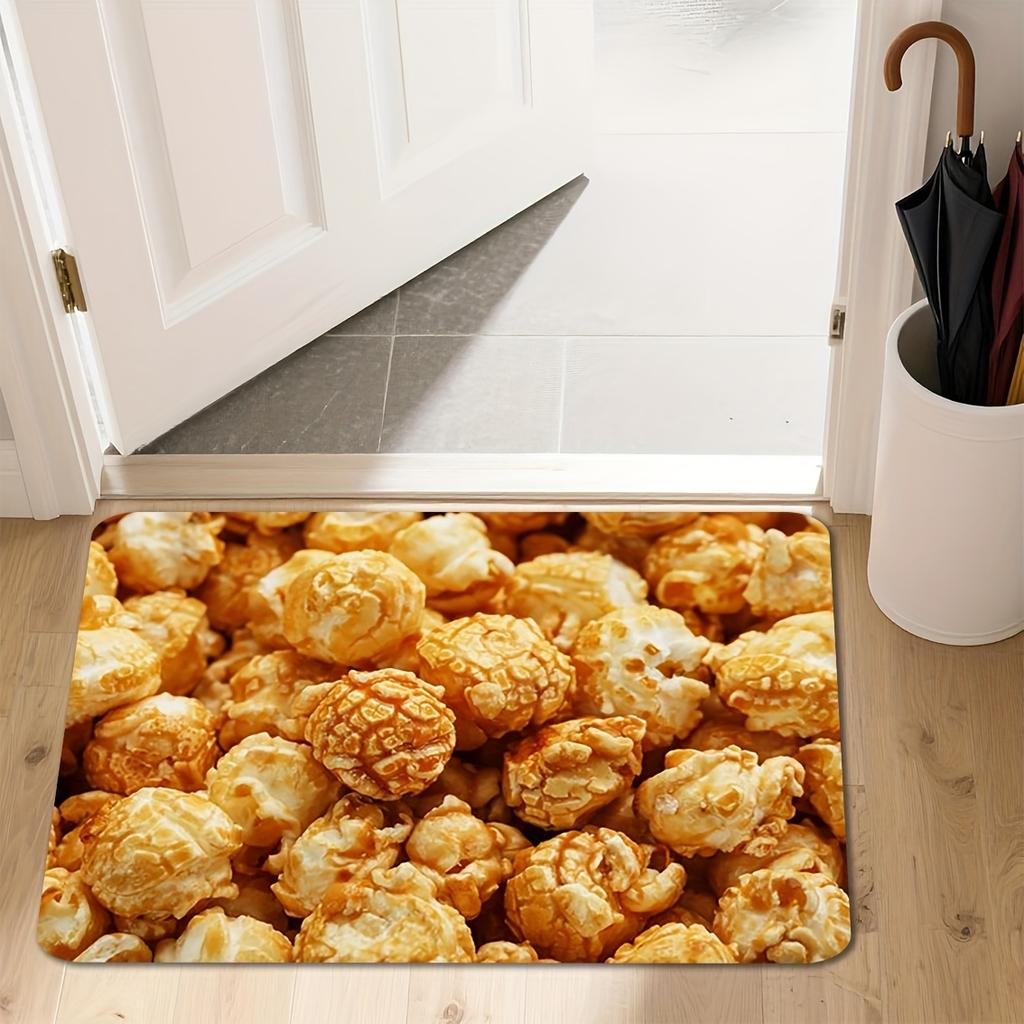 Fun popcorn patterns Flannel-printed floor mats has a non-slip function is suitable for entrances bathroom welcome carpets