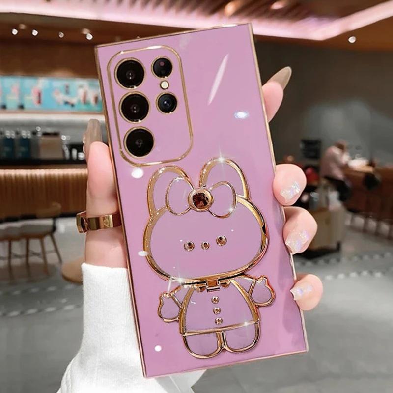 S24FE S25Edge Spiegelbeschichtung Faltbarer Halter Hülle Für Samsung Galaxy S24 S25 S21 S22 S23 FE Plus Note 20 Ultra Silikon Ständer Abdeckung