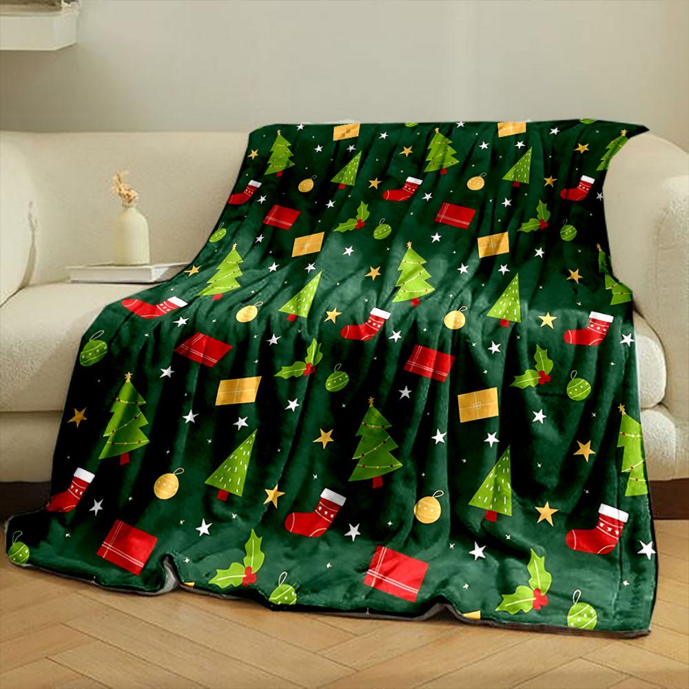 Christmas Tree and Gift Pattern Blanket print blanket soft and cozy perfect for the living room bed sofa or a nap,gift