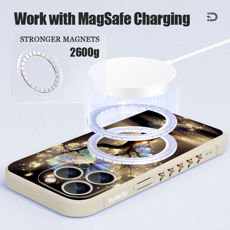 Shining Fantasy Tree Butterfly Case For iPhone 17 Pro Max Magnetic For Magsafe Silicone Cover For iPhone 16 Pro Max Funda iPhone 15 14 13 12 11 16E