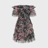 Middle Eastern Floral One-Shoulder Short Dress, Fresh and Sweet Commuter Style with Popular Embroidered Design