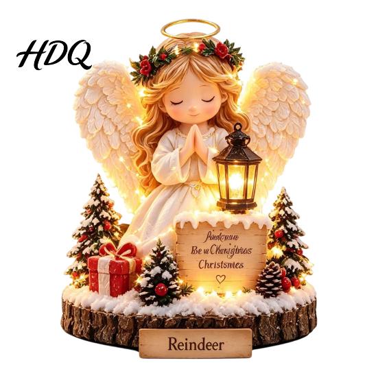 Rustic Christmas Wood Crafts Wooden Tabletop Ornament 2D Flat Santa Claus/Elk/Angel/Gingerbread Table Sign Angel Festive Figurines Holiday