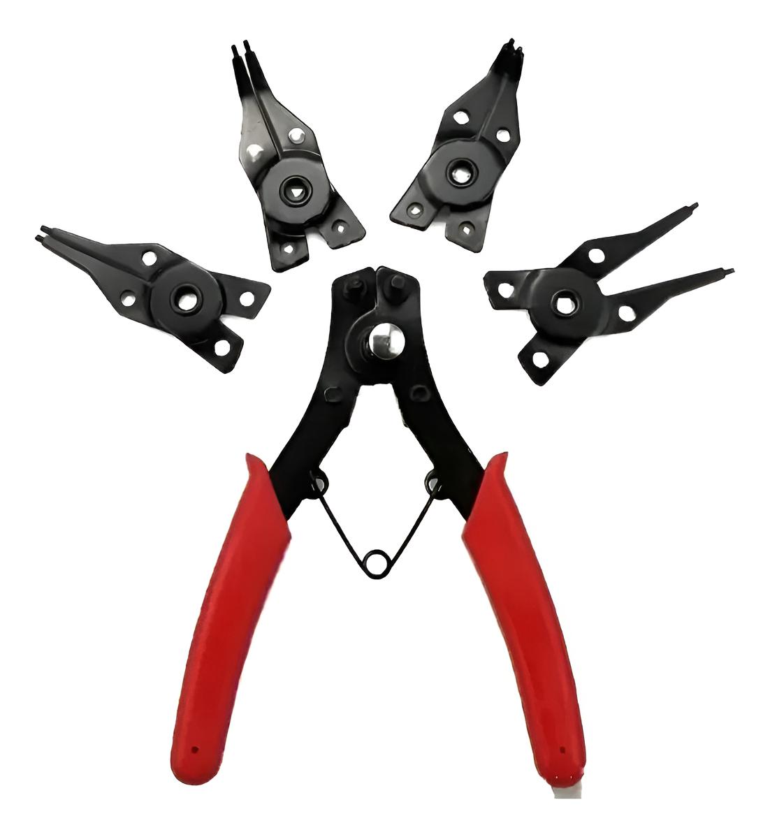 

4-In-1 Circlip Pliers Set Snap Ring Pliers Multi Crimp Removable Plier Head Retaining Circlip Pliers Hand Tools Multifunctional красный