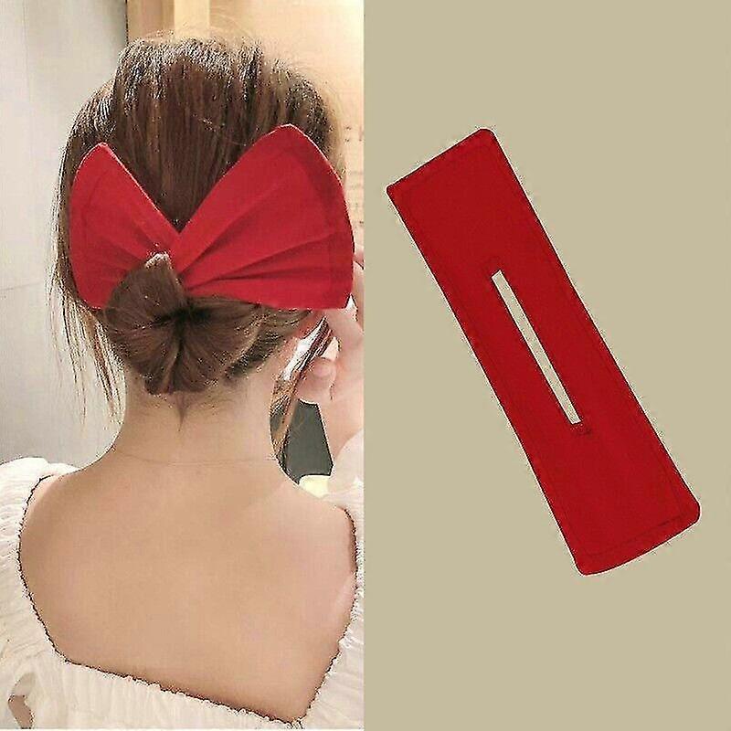 3Pcs Magic Hair Bun Maker Bow Hairpin Lazy Curling Iron Styling Tool Printing Hair Band Clip