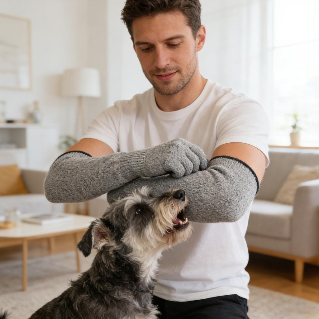 Haustierpflege-Armschutz Tierhandhabungs-Handschuh Kratzfestes Schutzkragen-Design für Pflege- und Pflegetätigkeiten