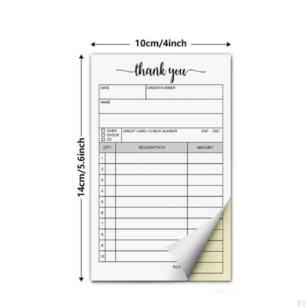 Carbonless Receipt Pad White and Yellow Order Form Chipboard Backing 2Part Book