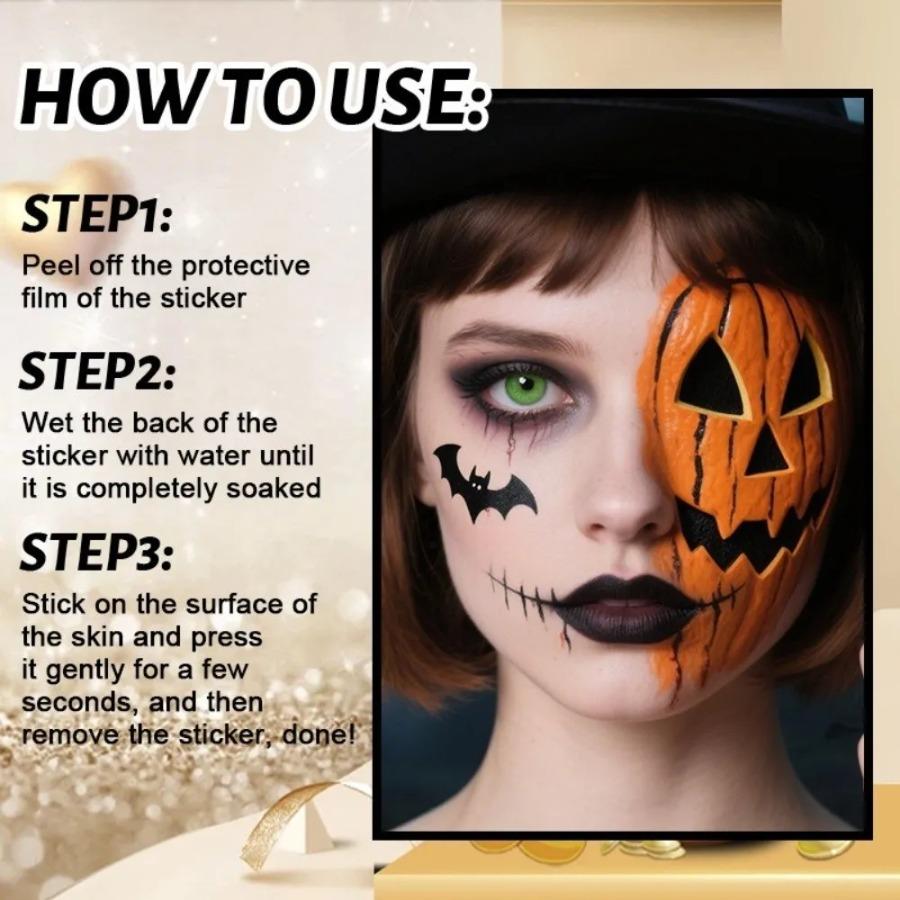 1/3/6pz Adesivi Tatuaggio Macchie di Sangue Faccia Luminosi di Halloween Impermeabili Adesivi Tatuaggio Lentiggini Adesivo Trucco per Feste di Halloween