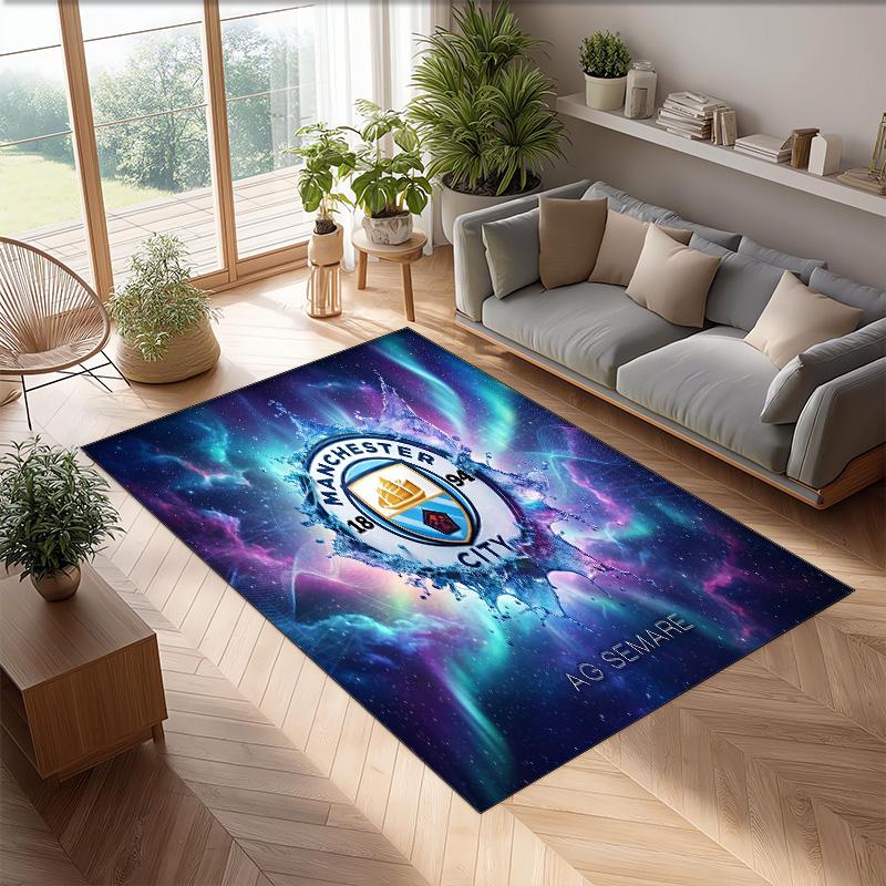 Manchester City Geprint Flanellen Vloerkleed Niet-Glijdend Zacht Polyester Vloerkleed Binnen Decoratie Mat voor Slaapkamer Woonkamer Bank