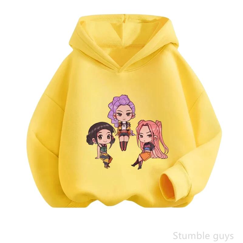 Durable Kpop Hooded Sweatshirt Children Spring Autumn Anime Long Sleeve Hoodie Lightweight Casual Outdoor Streetwear