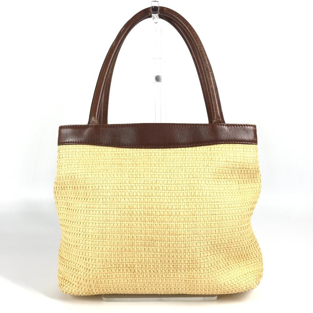 Chanel CC CC Mark Logo Bag Shoulder Bag Tote Bag Raffia / Leather Beige/Brown